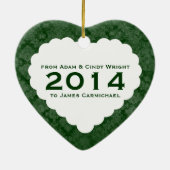 Ornement En Céramique Cadeau vert personnalisé par coeur reconnaissant (Dos)