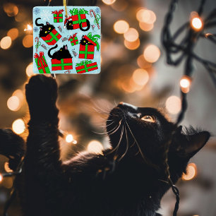 Ornement En Céramique Cadeaux de Noël de chat noir