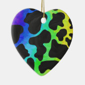 Ornement En Céramique Cadeaux noir et arc-en-ciel de vache (Droite)