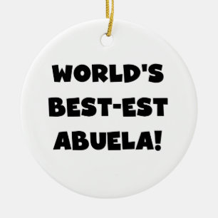 Ornement En Céramique Cadeaux noirs et blancs du Meilleur-est Abuela du