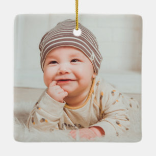 Ornement En Céramique Cadre Floral Classique Premier Noël de Bébé