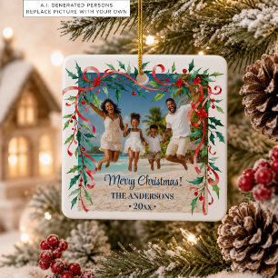 Ornement En Céramique Cadre hivernal de Noël de plage de vacances Photo