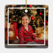 Ornement En Céramique Cadre mignon simple deux vacances photo Noël (Dos)