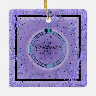 Ornement En Céramique Cadre Noël Rétro Branches Joyeux Noël
