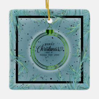 Ornement En Céramique Cadre Noël Rétro Branches Joyeux Noël