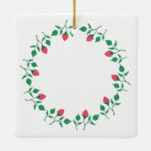 Ornement En Céramique Cadre rond fleuri avec fleurs roses (Dos)