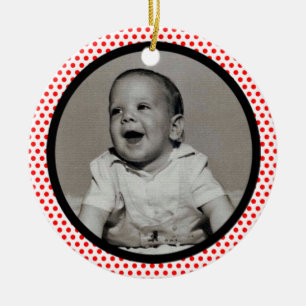 Ornement En Céramique Cadres photo à découpe noire avec points rouges