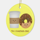 Ornement En Céramique Café et beignet mignons dans l'amour, paire (Gauche)