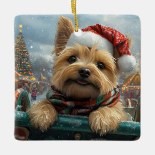Ornement En Céramique Cairn Terrier Dog Roller Dessous de verre Noël