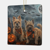 Ornement En Céramique Cairn Terrier Halloween Éffrayant (Gauche)