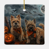 Ornement En Céramique Cairn Terrier Halloween Éffrayant (Dos)