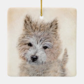 Ornement En Céramique Cairn Terrier Peinture Chiot - Art Chien original (Dos)