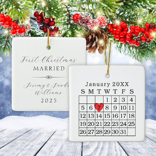 Ornement En Céramique Calendrier de date de mariage personnalisé Ornemen