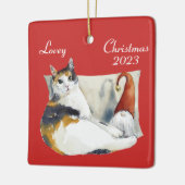 Ornement En Céramique Calico Cat Gnome thème Noël aquarelle Cerami (Gauche)