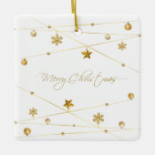 Ornement En Céramique Calligraphie de Noël d'or (Devant)