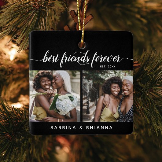 Ornement En Céramique Calligraphie Meilleurs amis Forever 4 Collage phot