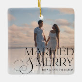 Ornement En Céramique Calligraphie Script Mariage Premier métal de Noël (Devant)