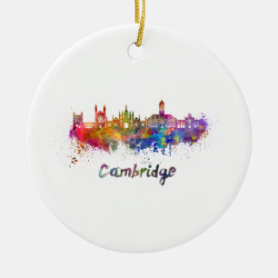 Ornement En Céramique Cambridge skyline in watercolor