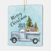 Ornement En Céramique Camion de Noël avec pins et animaux de forêt (Gauche)