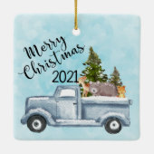 Ornement En Céramique Camion de Noël avec pins et animaux de forêt (Dos)