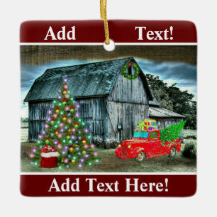 Ornement En Céramique Camion de Noël rustique Arbre de Noël à la ferme