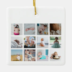 Ornement En Céramique Camion Excavateur Bébé Première année Photo Collag