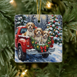 Ornement En Céramique Camion rouge de Noël Malti-Tzu Fêtes