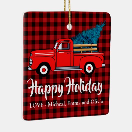 Ornement En Céramique camionnette rouge classique rétro roux rouge noir (Droite)