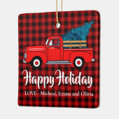 Ornement En Céramique camionnette rouge classique rétro roux rouge noir  (Gauche)