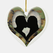 Ornement En Céramique Camouflage Coeur avec couple baisant (Dos)