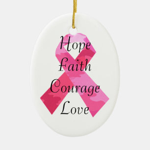 Ornement En Céramique Camouflage rose Ruban Faith Oval Ornament