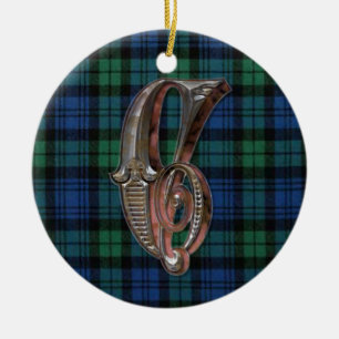 Ornement En Céramique Campbell Plaid Monogram