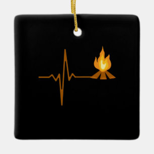 Ornement En Céramique Campfire Heartbeat Camping