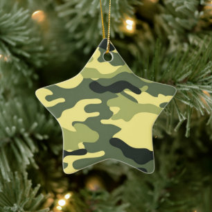 Ornement En Céramique Camping Chasse Camouflage vert