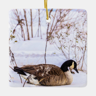 Ornement En Céramique Canada Goose in Snow Ornament