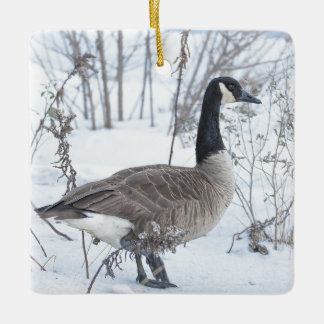 Ornement En Céramique Canada Goose in Snow Ornament