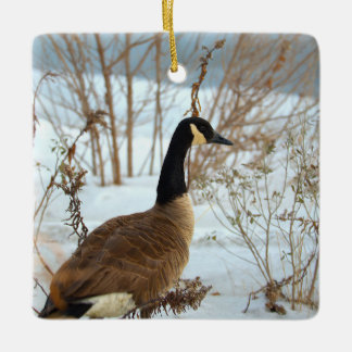 Ornement En Céramique Canada Goose in Snow Ornament