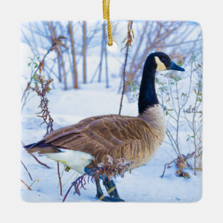 Ornement En Céramique Canada Goose in Snow Ornament