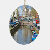 Ornement En Céramique Canal d'Amsterdam avec des bateaux (Droite)