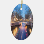 Ornement En Céramique Canaux d'Amsterdam la nuit (Gauche)