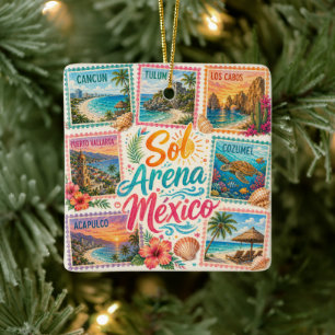 Ornement En Céramique Cancun Soleil Sable Mexique Plages Tropicales Beau