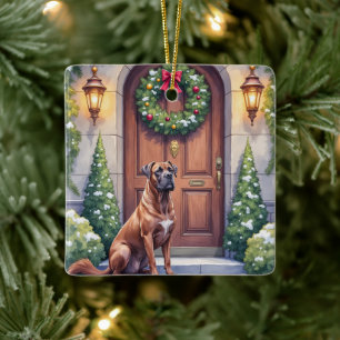 Ornement En Céramique Cane Corso Grande Porte Evergreen Noël Art