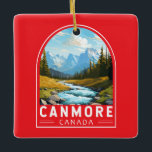 Ornement En Céramique Canmore Canada Travel Art Vintage<br><div class="desc">Canmore design de déplacement vectoriel rétro. Canmore est une ville située dans les Rocheuses de l’Alberta,  à l’ouest de Calgary. Elle est connue pour ses sommets escarpés comme les Trois Soeurs et Ha Ling Peak.</div>