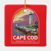 Ornement En Céramique Cape Cod Massachusetts Emblème d'art de voyage (Dos)