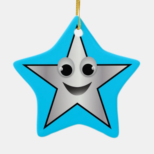 Ornement En Céramique Caractère super étoile souriant couleur argent (Dos)