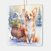 Ornement En Céramique Cardigan Welsh Corgi Festive Sleigh Christmas Art (Gauche)