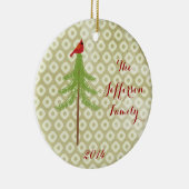 Ornement En Céramique Cardinal de Noël personnalisé (Droite)