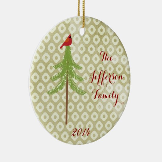 Ornement En Céramique Cardinal de Noël personnalisé (Droite)