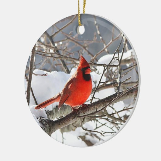 Ornement En Céramique Cardinal du nord dans la neige (Gauche)