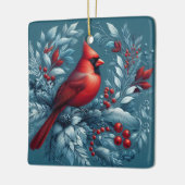 Ornement En Céramique Cardinal et Noël Holly (Gauche)
